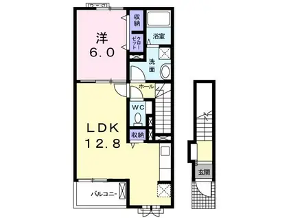 ロザージュ A(1LDK/2階)の間取り写真