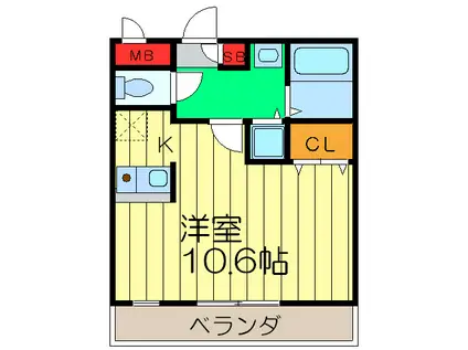 アロマージュ渚(ワンルーム/3階)の間取り写真