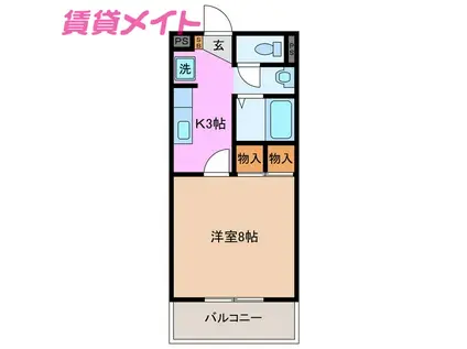 ピースサンライズ(1K/2階)の間取り写真