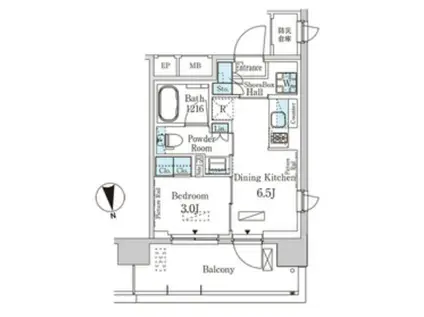 パークアクシス柏(1DK/10階)の間取り写真