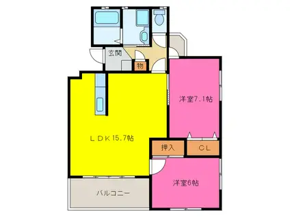 BELL FOREST(2LDK/3階)の間取り写真