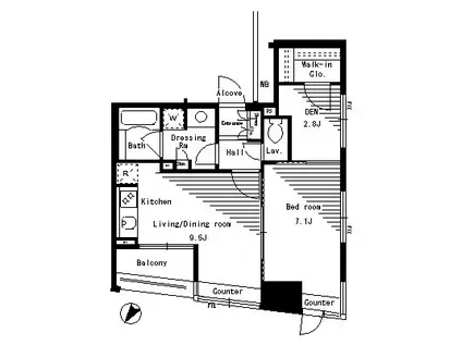 パークアクシス日本橋ステージ(1LDK/11階)の間取り写真