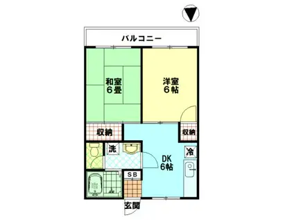 都営三田線 西高島平駅 徒歩14分 2階建 築33年(2DK/2階)の間取り写真