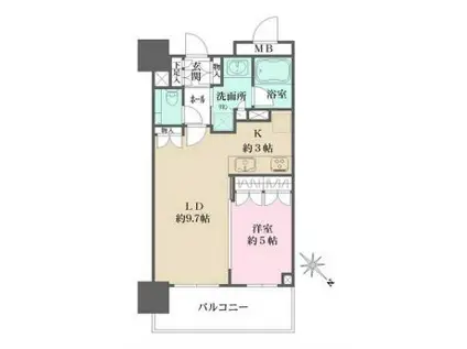 ブランズタワー豊洲(1LDK/28階)の間取り写真