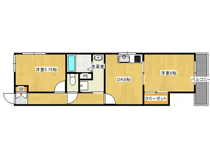 光南ガーデンハイツI(2DK/4階)の間取り写真