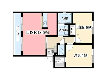フルール櫟本B(2LDK/2階)の間取り写真