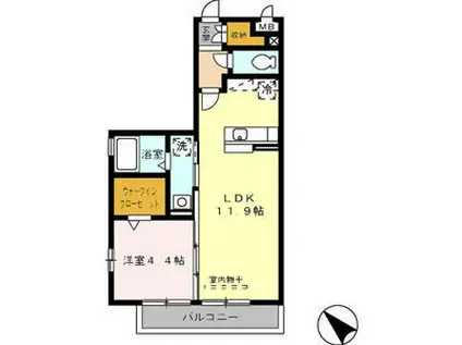 メゾン新守西(1LDK/2階)の間取り写真