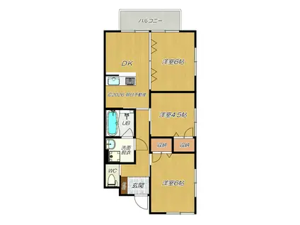 アイトタウン(3DK/1階)の間取り写真