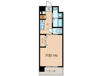 SANBOX大浦(1K/2階)の間取り写真