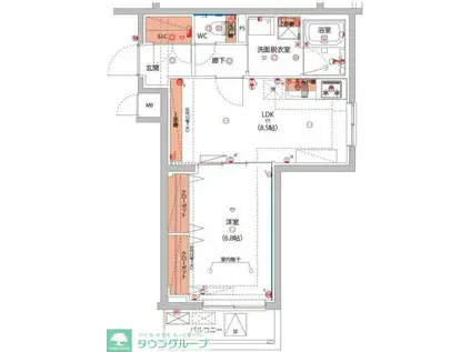 ベルグレードSI(1LDK/4階)の間取り写真