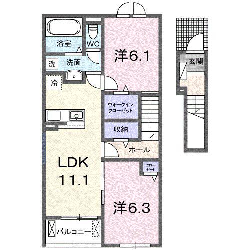 セリーンガーデン IV(2LDK/2階)の間取り写真