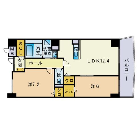 リオグランデ博多(2LDK/12階)の間取り写真