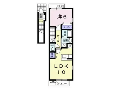 モダン ソレイユI(1LDK/2階)の間取り写真