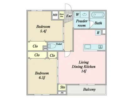 BONNE NOUVELLE(2LDK/2階)の間取り写真