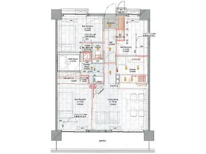 ラビ目黒(3LDK/4階)の間取り写真