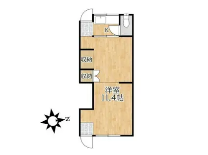 M&BハウスⅠ(ワンルーム/1階)の間取り写真