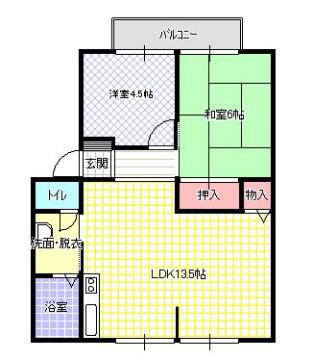 ルミエールD(2LDK/2階)の間取り写真