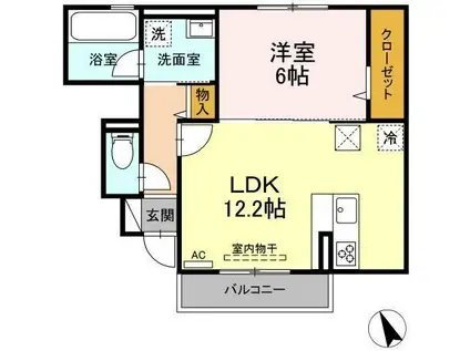 アヴニール西福原 II(1LDK/1階)の間取り写真