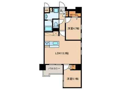 アースコートY´Sシティ室町(2LDK/5階)の間取り写真