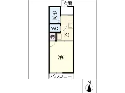 カーナK&K(1K/2階)の間取り写真