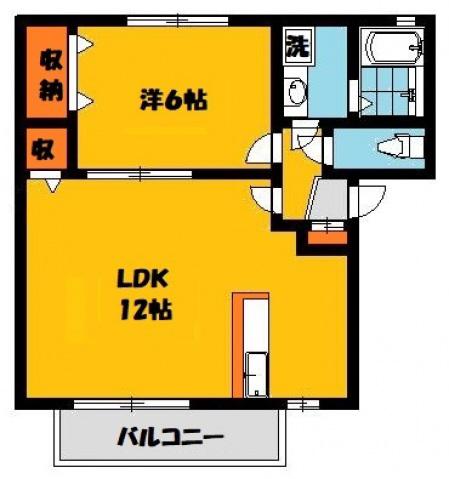 スクウェア・ヒルD棟(1LDK/1階)の間取り写真
