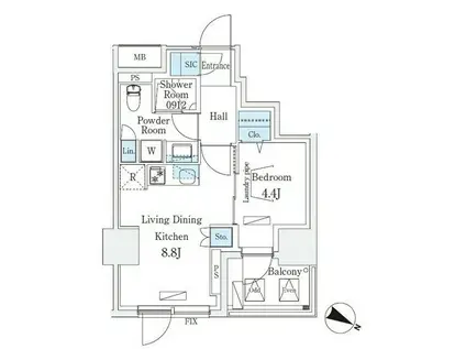 アーバンブリーズ恵比寿(1LDK/13階)の間取り写真