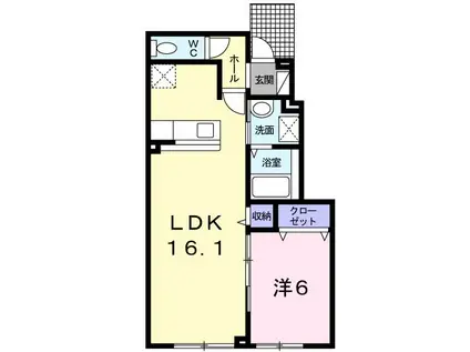 パシィフィックハイツ I(1LDK/1階)の間取り写真