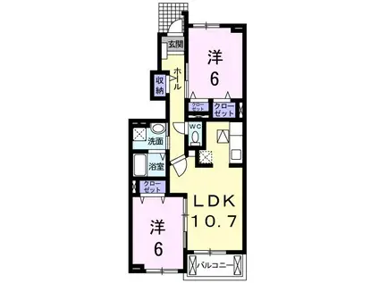 ＪＲ宇都宮線 新白岡駅 徒歩8分 2階建 築16年(2LDK/1階)の間取り写真
