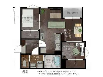 REGALEST長町一丁目NA(2LDK/3階)の間取り写真