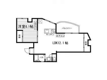 カサグランデ鹿田町(1LDK/2階)の間取り写真