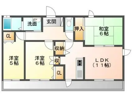グラスガーデンマンション(3LDK/4階)の間取り写真