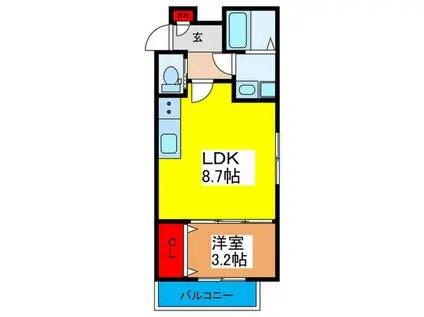 ル・レーヴ今津 北棟(1LDK/3階)の間取り写真