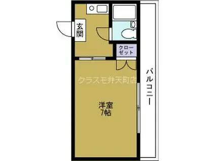 ソレイユ朝潮(1K/5階)の間取り写真