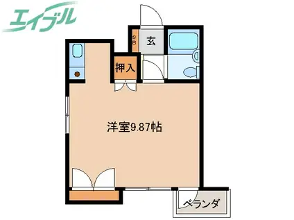 ヴィラカタオカ(ワンルーム/6階)の間取り写真