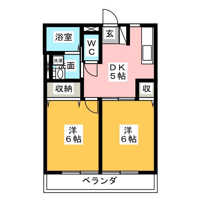 ツェントラム(2DK/2階)の間取り写真