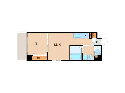 イーボヌール尼崎(1LDK/6階)の間取り写真