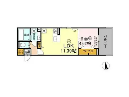 ガーデンリーフ花ヶ島(1LDK/3階)の間取り写真