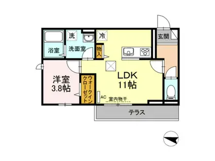 グランドゥ フォレット(1LDK/1階)の間取り写真