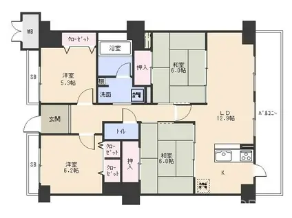 ディオ・フェルティ草津(4LDK/6階)の間取り写真