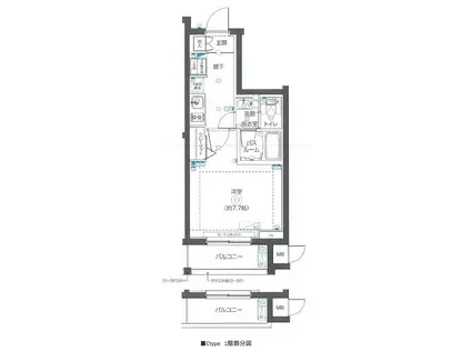 ズーム武蔵新城(1K/3階)の間取り写真