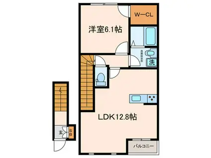 クロバーハイツA棟(1LDK/2階)の間取り写真