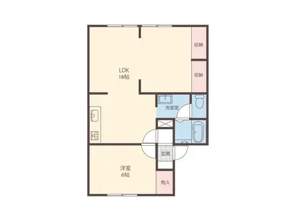 ドエルならやまA(1LDK/1階)の間取り写真