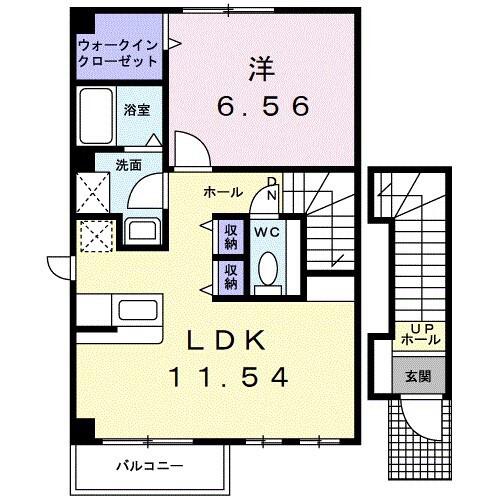 マンダリーヌ・U(1LDK/2階)の間取り写真