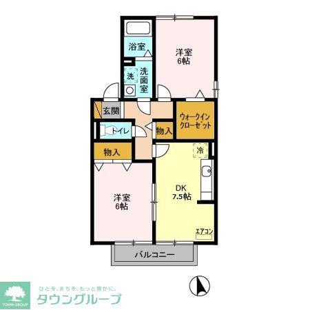 ヒルサイドコート五番館(2DK/2階)の間取り写真