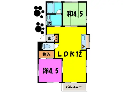 株式会社神谷サンプラス 2F(2LDK/2階)の間取り写真