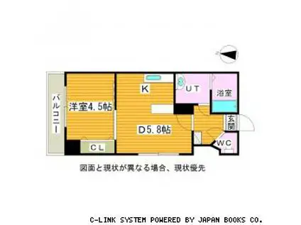 ミピアーチェ学園前(1DK/7階)の間取り写真