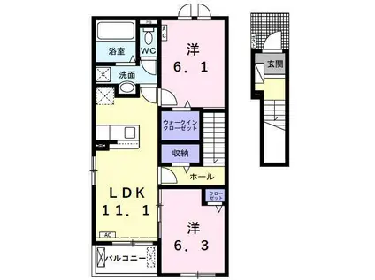 グランターサII(2LDK/2階)の間取り写真