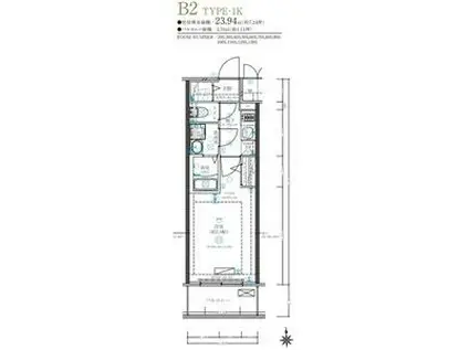 ディアレイシャス名古屋太閤通IV(1K/12階)の間取り写真