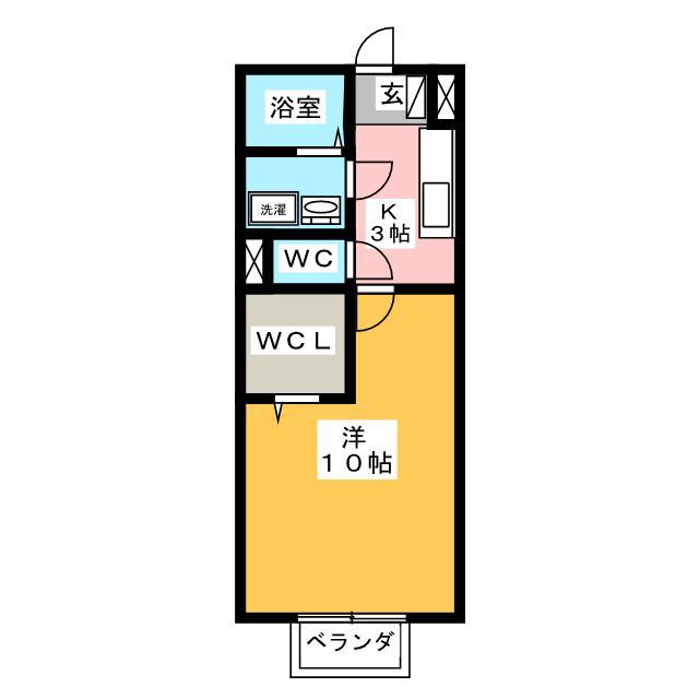 サニーヒル塚の台(1K/2階)の間取り写真
