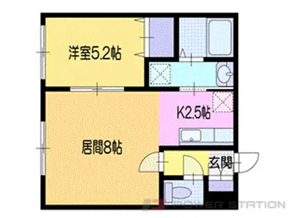 プラスオン小樽(1LDK/1階)の間取り写真